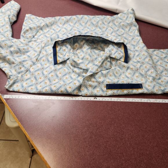 Vintage Retro JC Pennys Pajama Set Notch Collar Mens Medium No Iron Blue 70s - Picture 10 of 16